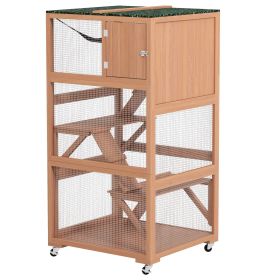 PawHut Catio, Outdoor Cat Enclosure House on Wheels with Hammock, Orange