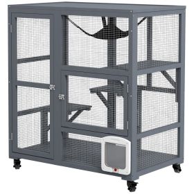 PawHut Cat House Indoor Enclosure on Wheels with Openable Top 39 Brown