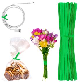 Green Metallic Twist Ties for Bags