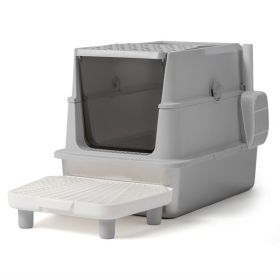 Stainless Steel Cat Litter Box, Covered Extra Large Cat Litter Box Enclosure, Metal Kitty Litter Boxes with Lid, Litter Scoop, and Filter Pedal